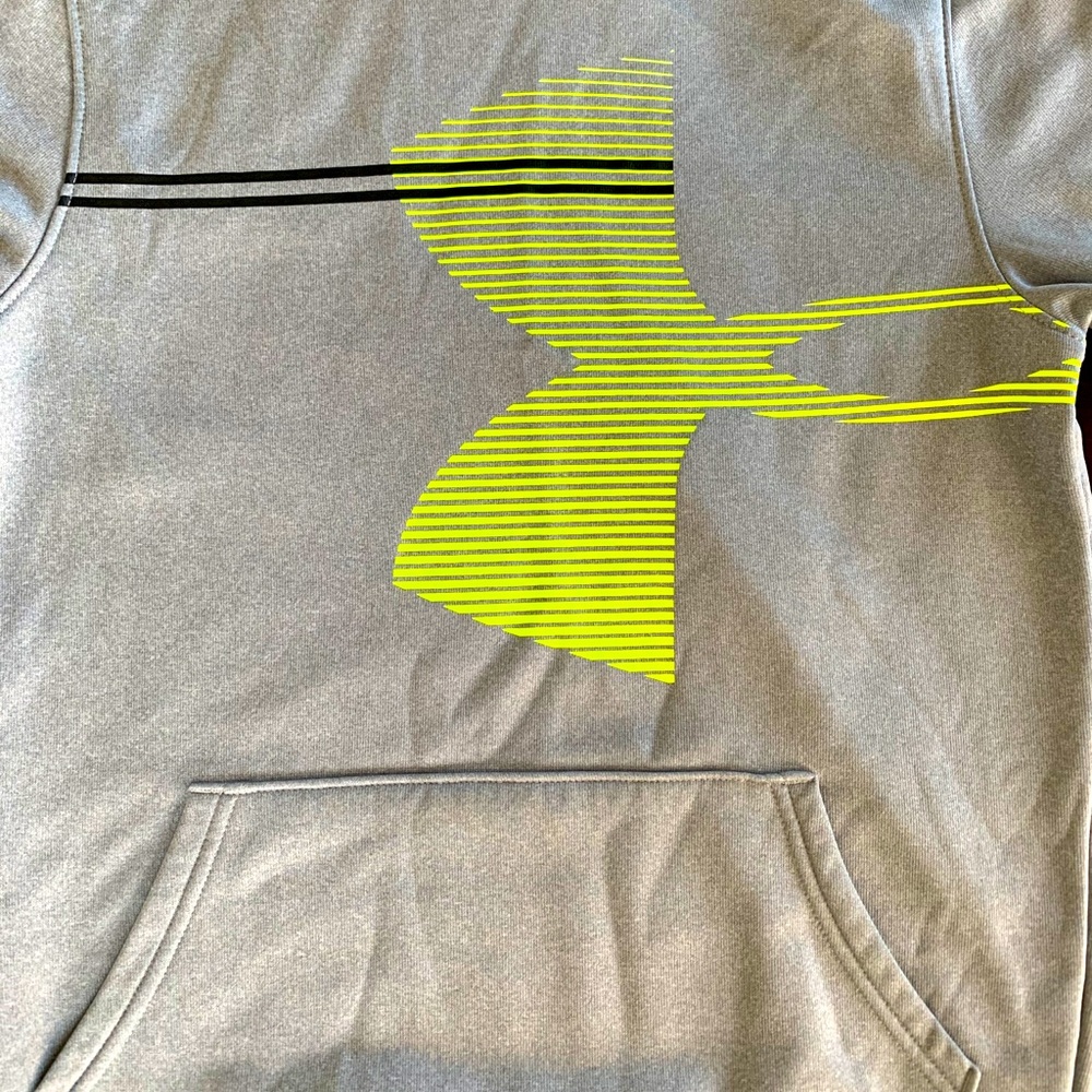 Grey and Neon Yellow under armour kids sweatshirt